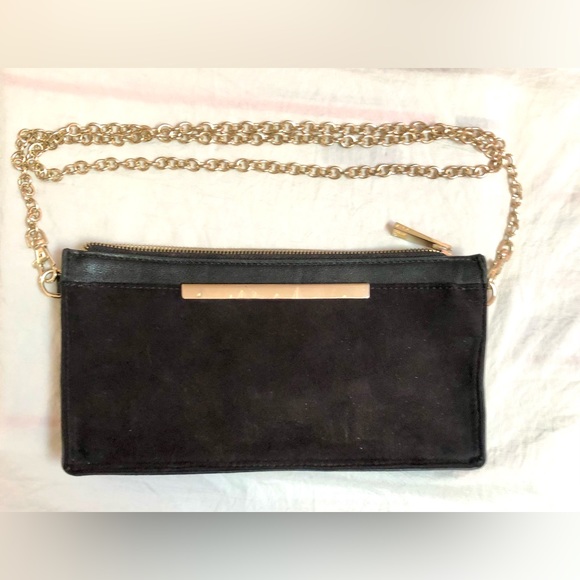 ALDO black rectangular clutch/crossbody with detachable chain strap size 8x4 EUC - Picture 2 of 7
